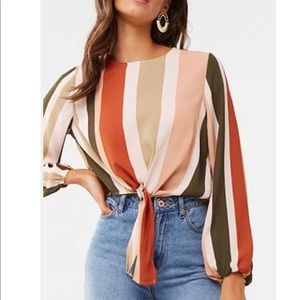 Multi colored stripe high low blouse Sz Small